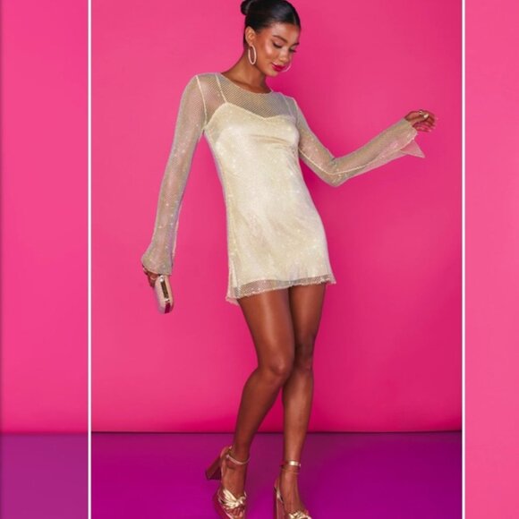 Show Me Your Mumu Iconic Mini in Nude Glitz Size XS Evening Cocktail NWOT - Picture 6 of 8